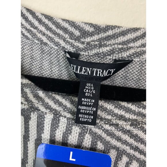 New Ellen Tracy Gray Jacquard Sweater Size Large Crewneck Knit Long Sleeve - Picture 3 of 14